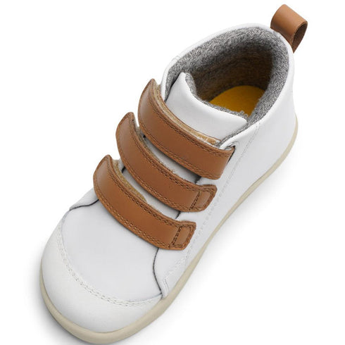 Bobux IWalk IW Hi Court Boot White Caramel Clearance